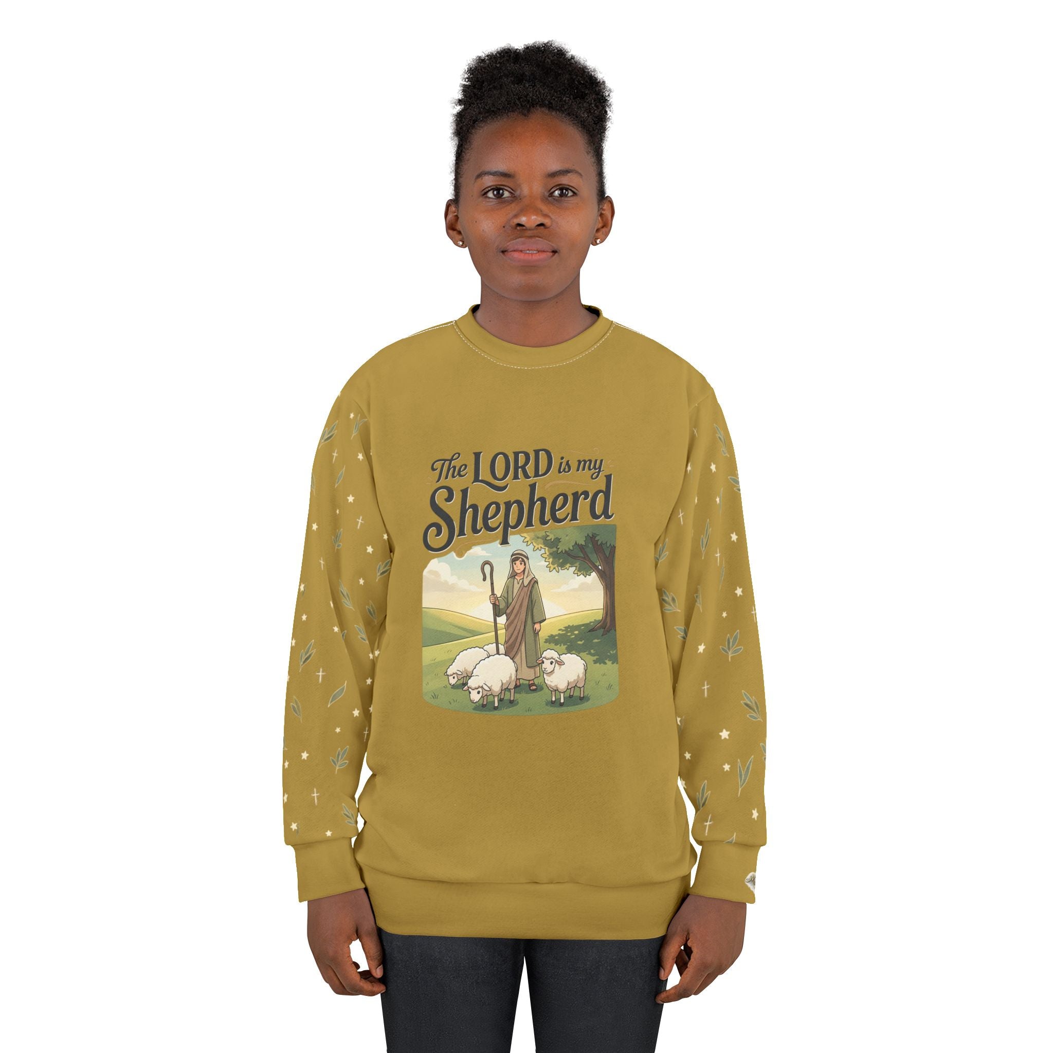 "The Lord Is My Shepherd" Graphic Crewneck Sweatshirt — Unisex Fleece Pullover