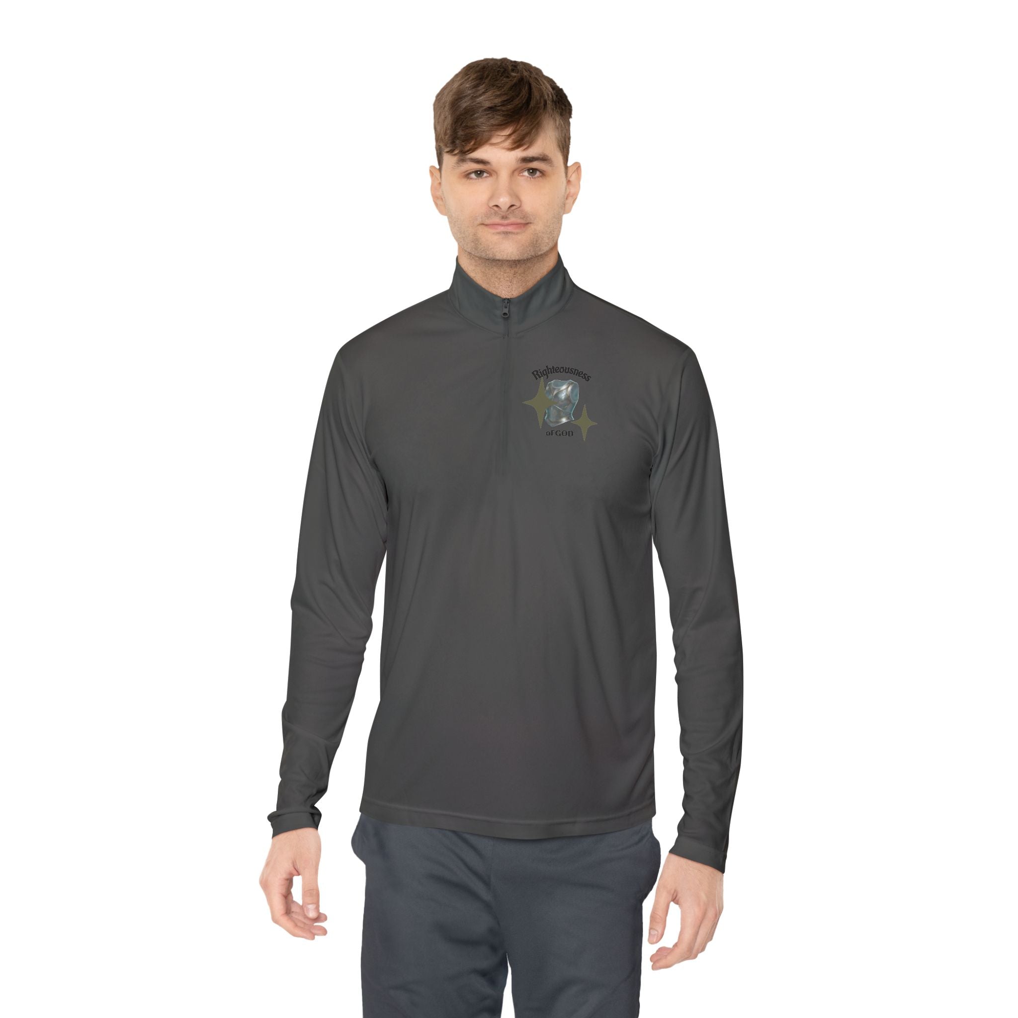 "Breastplate of Righteousness" Quarter-Zip Pullover — Unisex Graphic Sweatshirt