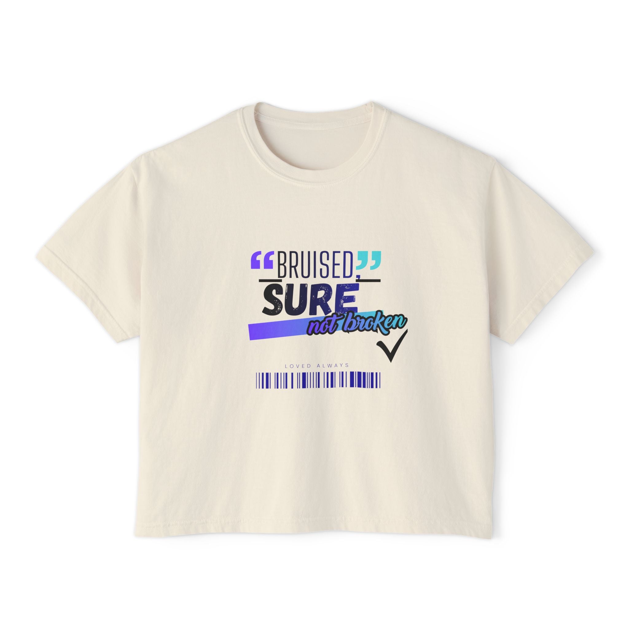 "Bruised But Not Broken" Retro Surf Boxy Graphic Tee — Women&