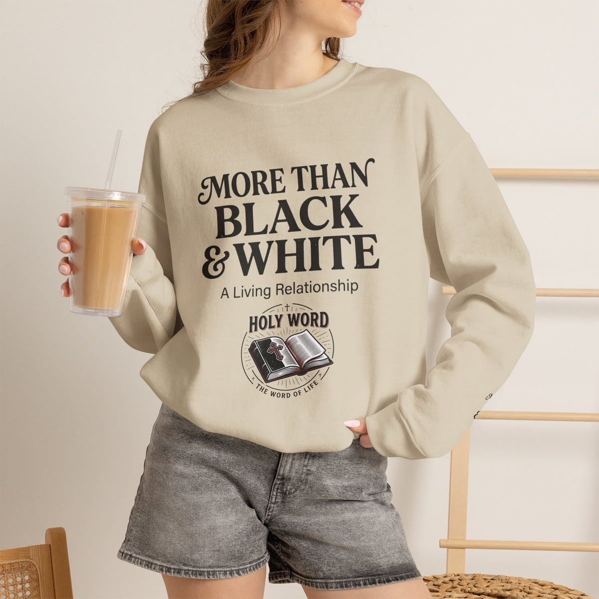 Mercy Manna More Than Black & White Crewneck Sweatshirt