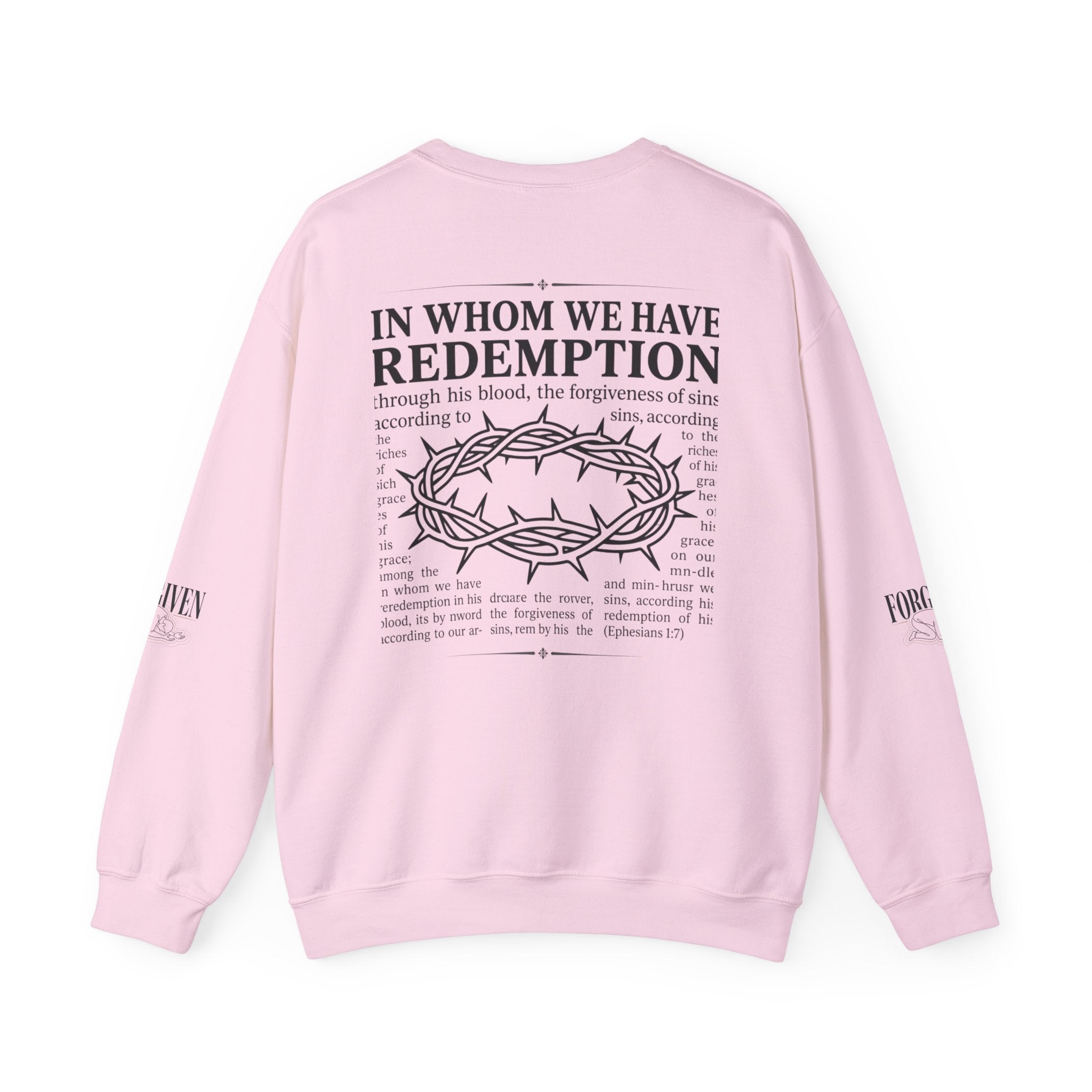 "Forgiven" Heavy Blend Crewneck Sweatshirt — Unisex Graphic Pullover