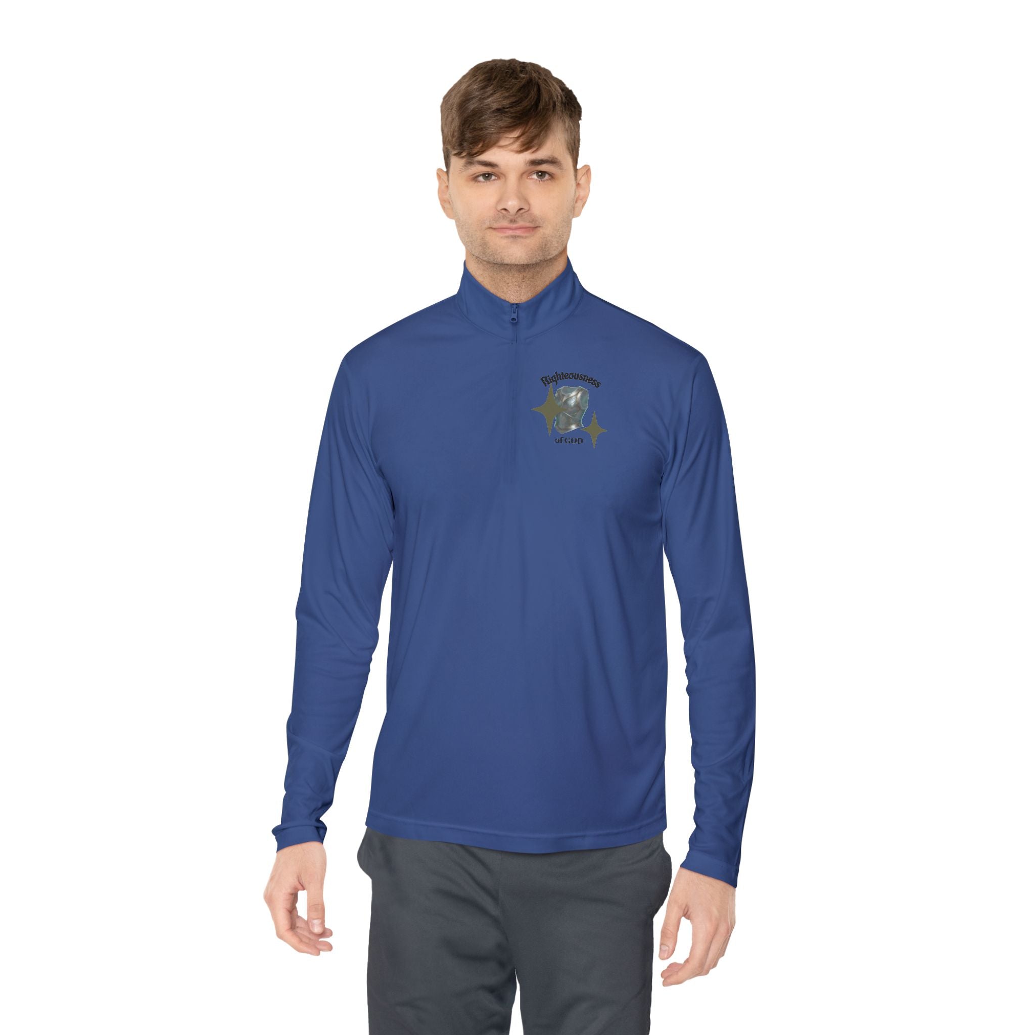 "Breastplate of Righteousness" Quarter-Zip Pullover — Unisex Graphic Sweatshirt