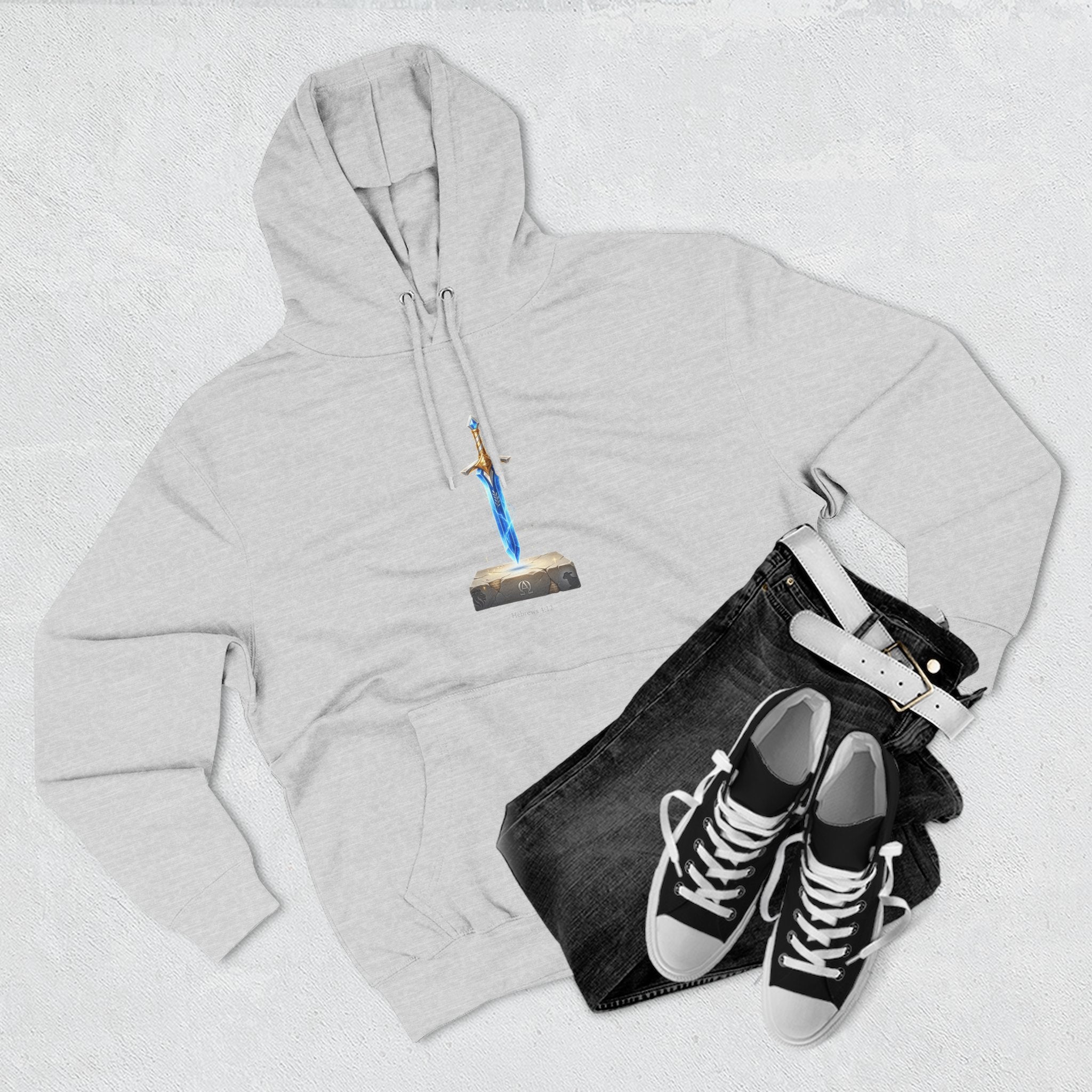 "Hebrews 4:12" Sword Graphic Pullover Hoodie — Unisex Fleece Sweatshirt