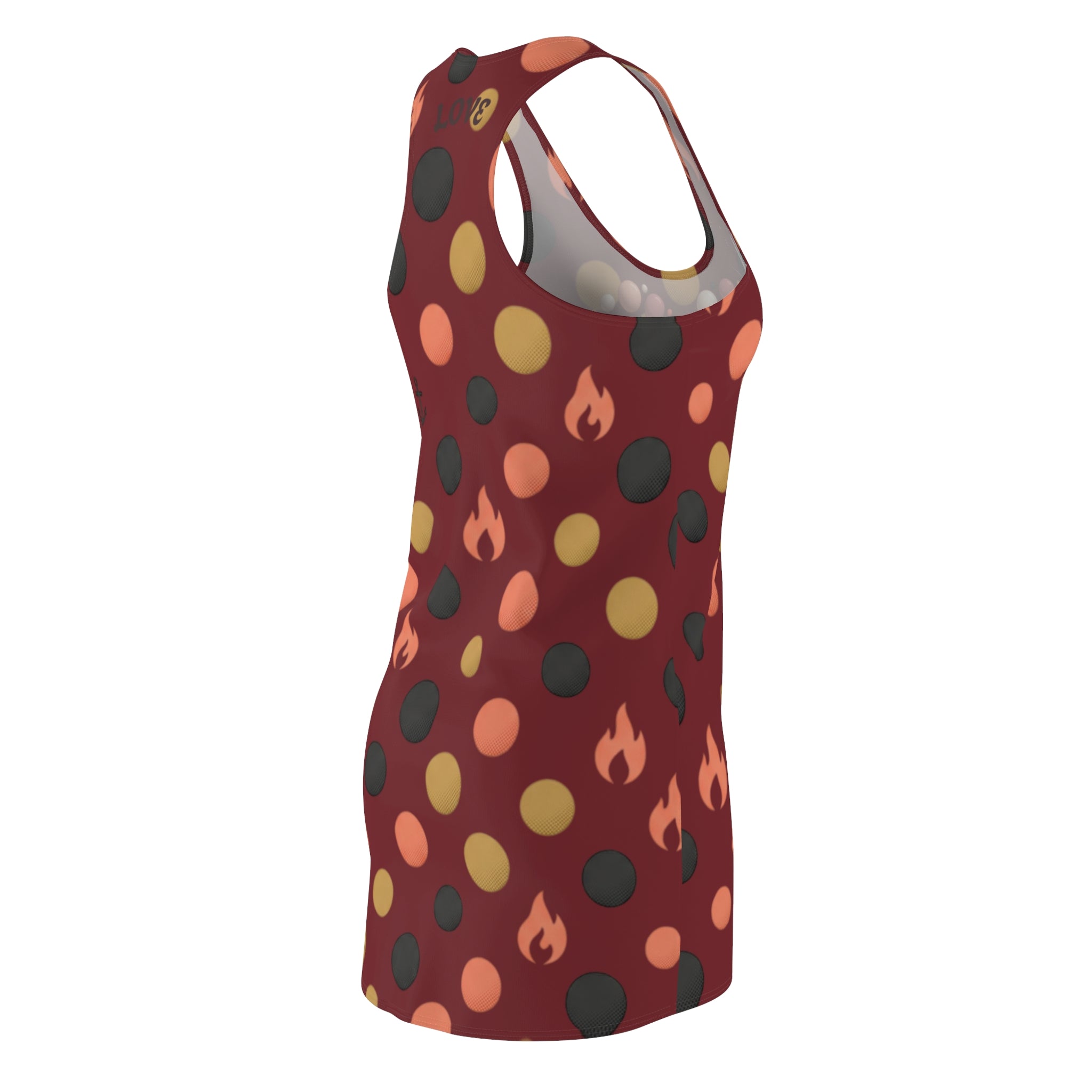 "Love" Heart & Flame Polka Dot Racerback Dress — Women&
