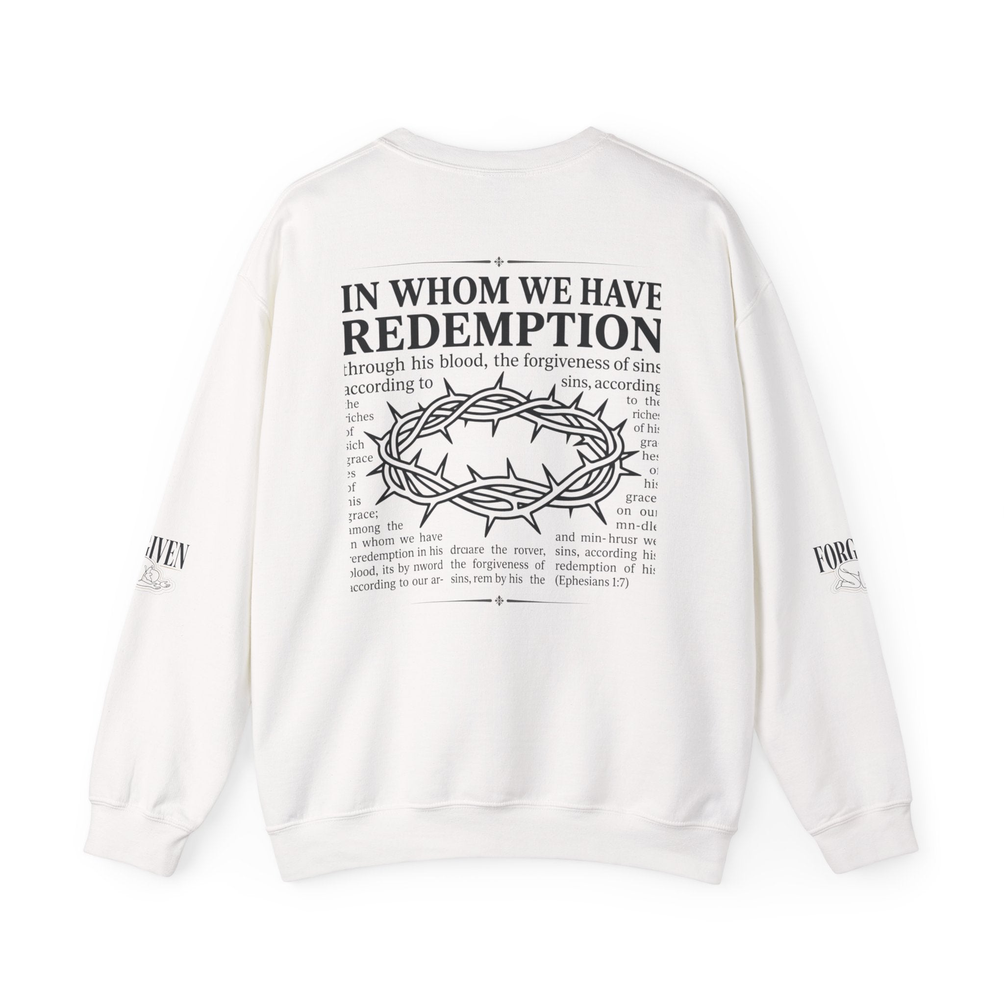 "Forgiven" Heavy Blend Crewneck Sweatshirt — Unisex Graphic Pullover