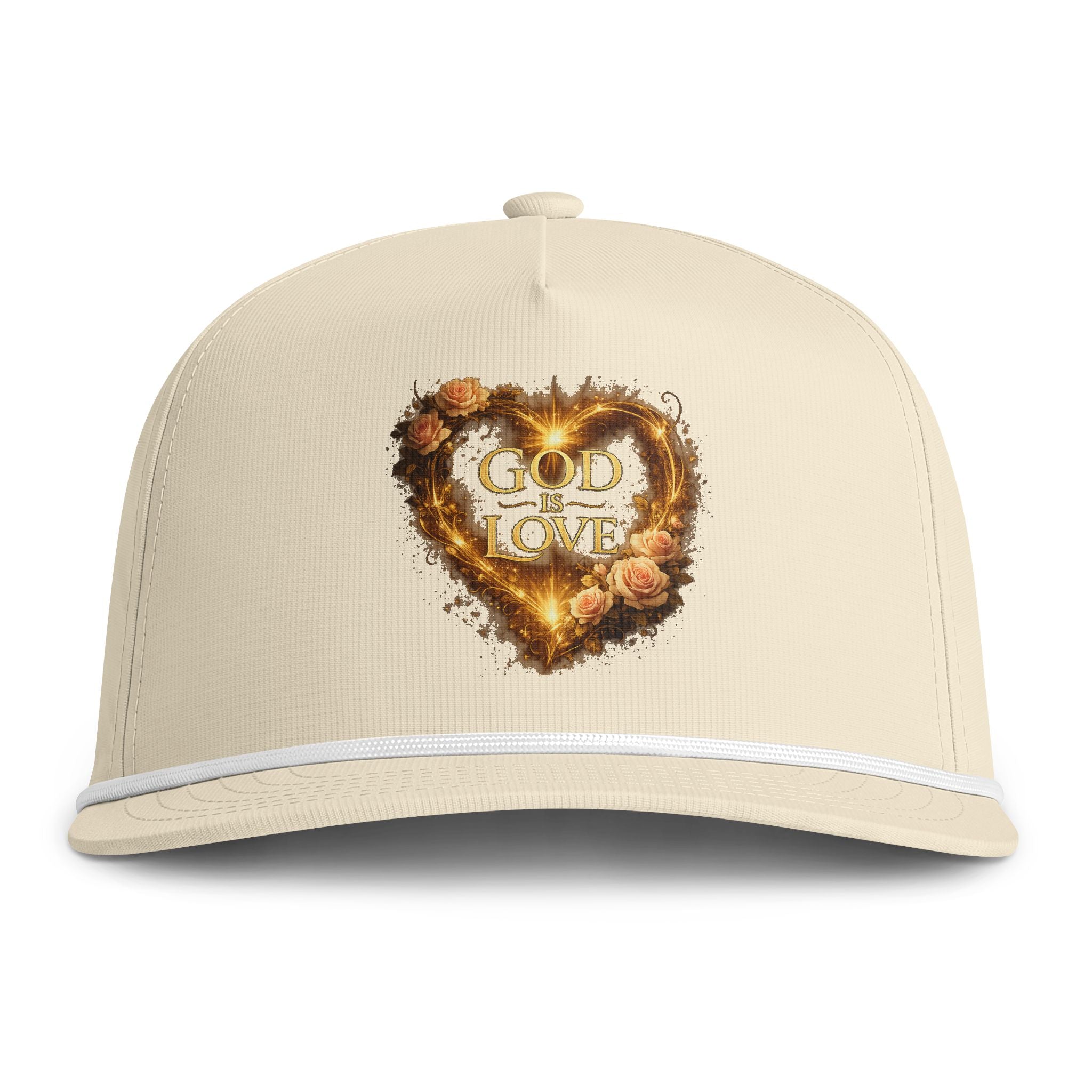 "God Is Love" Heart Rope Embroidered Baseball Cap — Adjustable Dad Hat for Men & Women