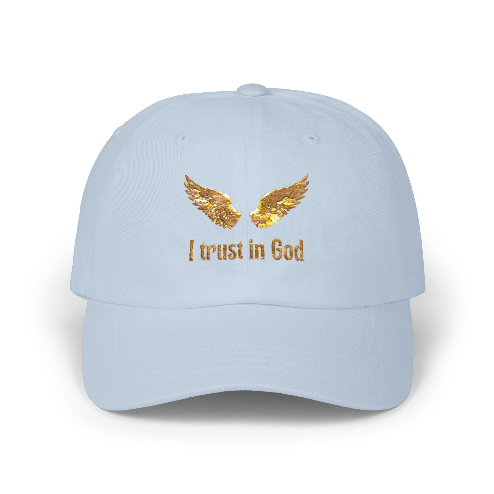 "I Trust in God" Gold Wing Embroidered Dad Cap — Adjustable Hat
