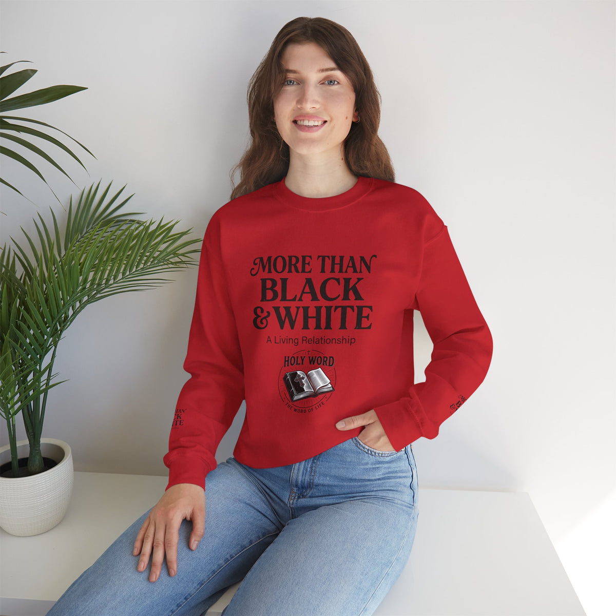 Mercy Manna More Than Black & White Crewneck Sweatshirt