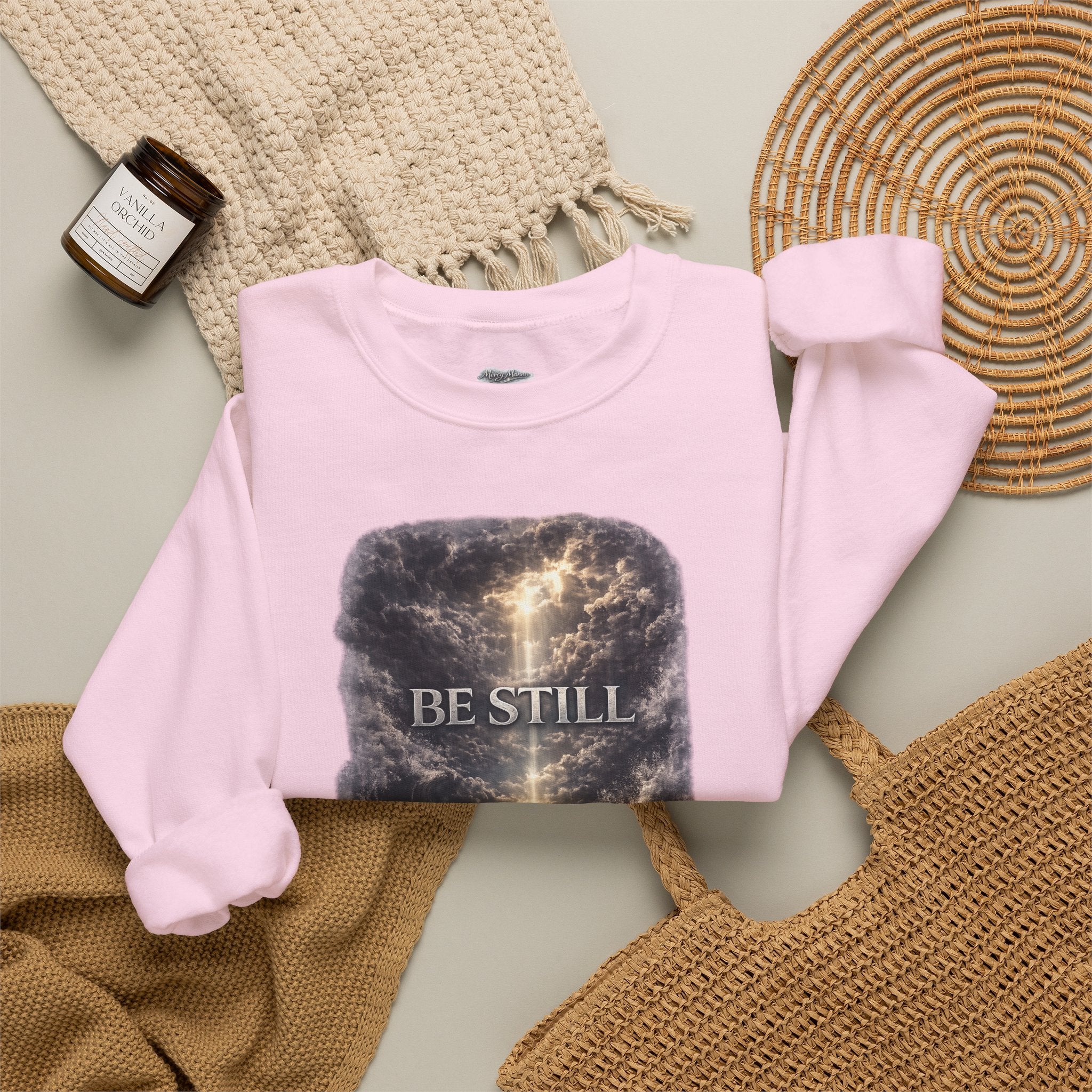 "Be Still" Graphic Crewneck Sweatshirt — Unisex Fleece Pullover