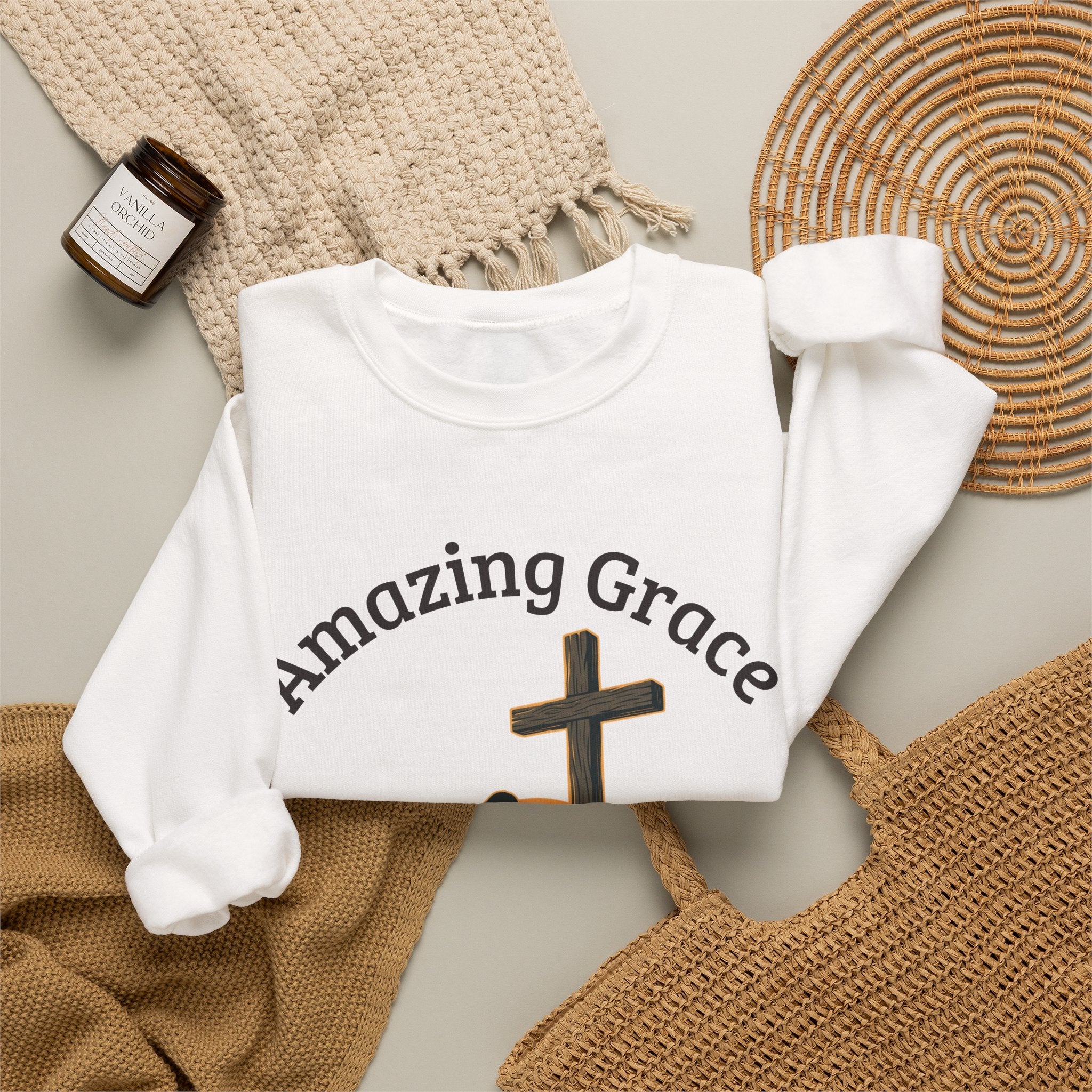 "Amazing Grace" Hallelujah Graphic Crewneck Sweatshirt — Unisex Pullover