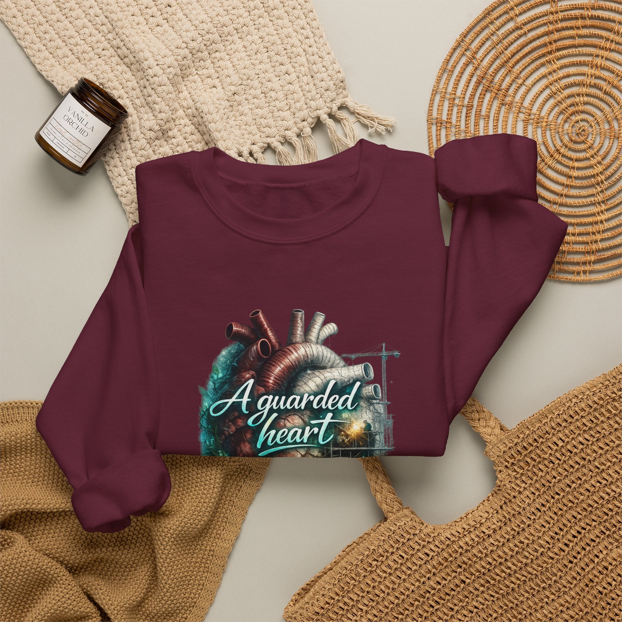 "A Guarded Heart" Crewneck Sweatshirt — Unisex Graphic Pullover