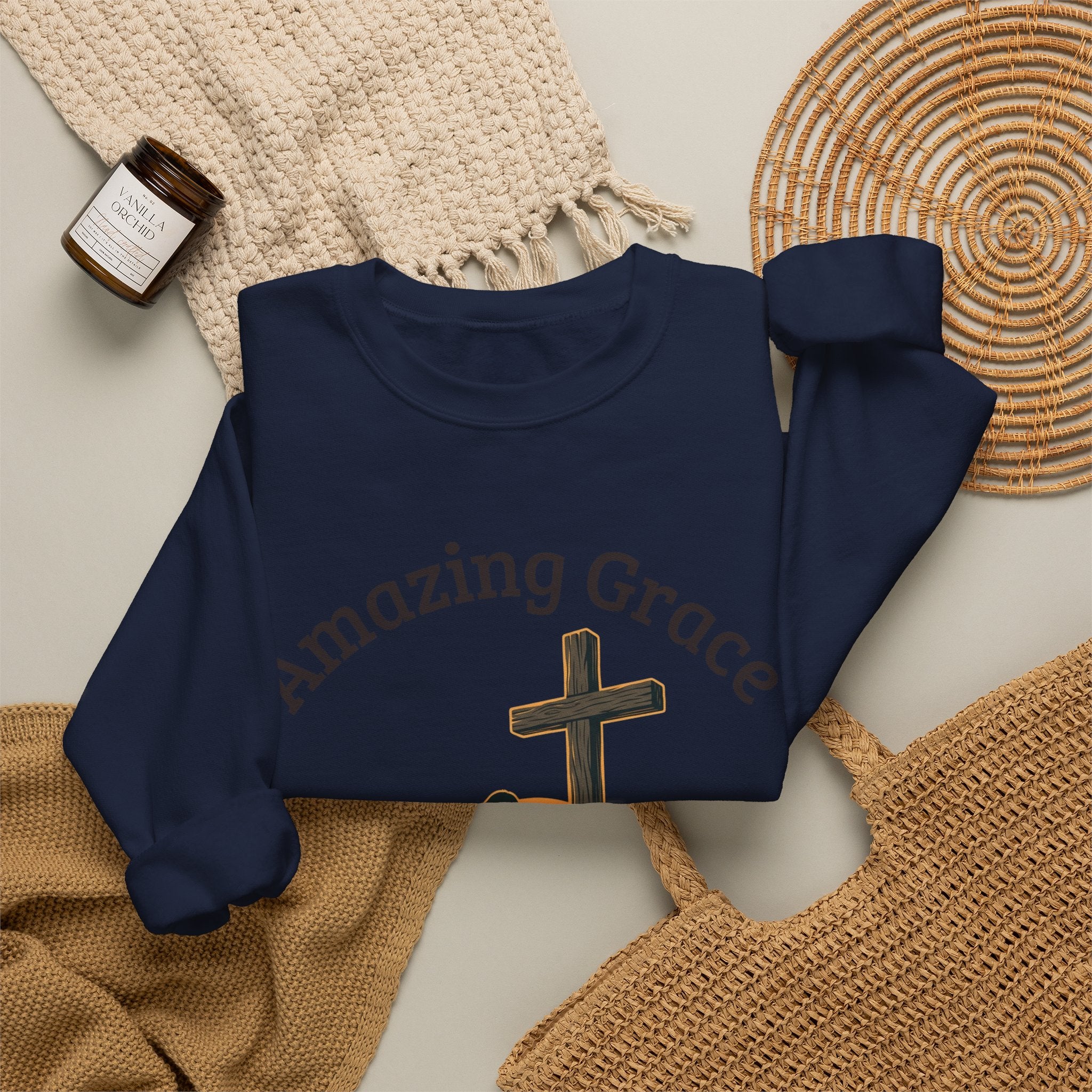 "Amazing Grace" Hallelujah Graphic Crewneck Sweatshirt — Unisex Pullover