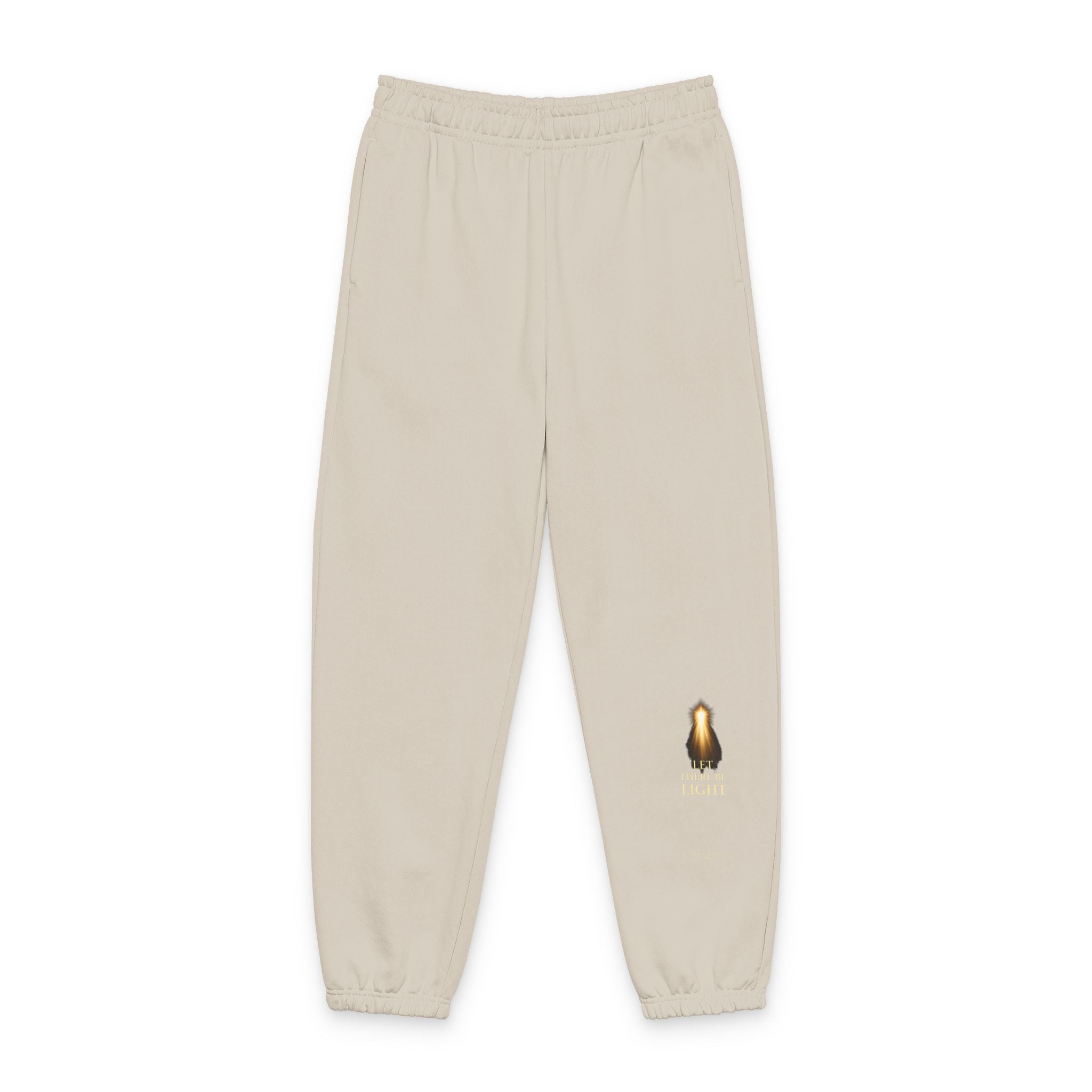 "Let There Be Light" Minimal Gold Flame Graphic Joggers — Unisex Cozy Lounge Pants