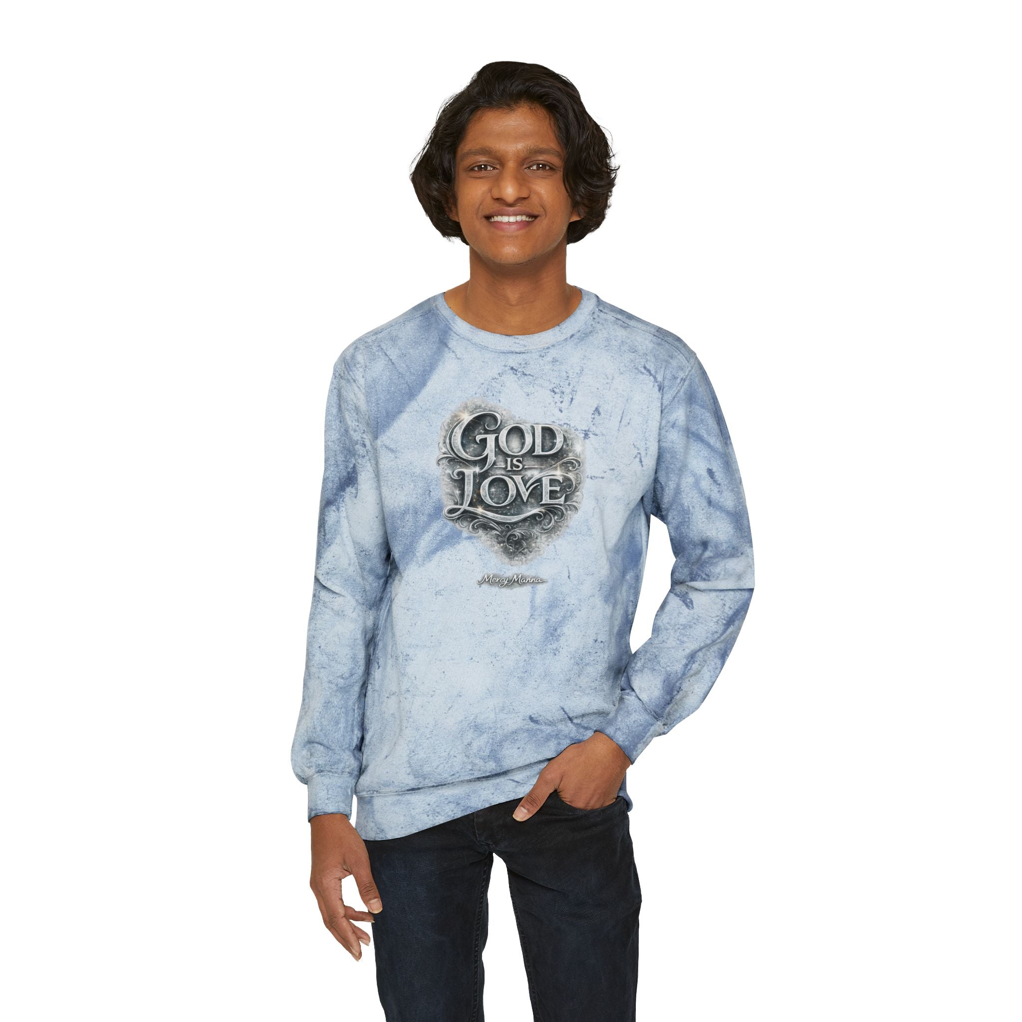 "God Is Love" Tie-Dye Crewneck Sweatshirt — Unisex Graphic Pullover