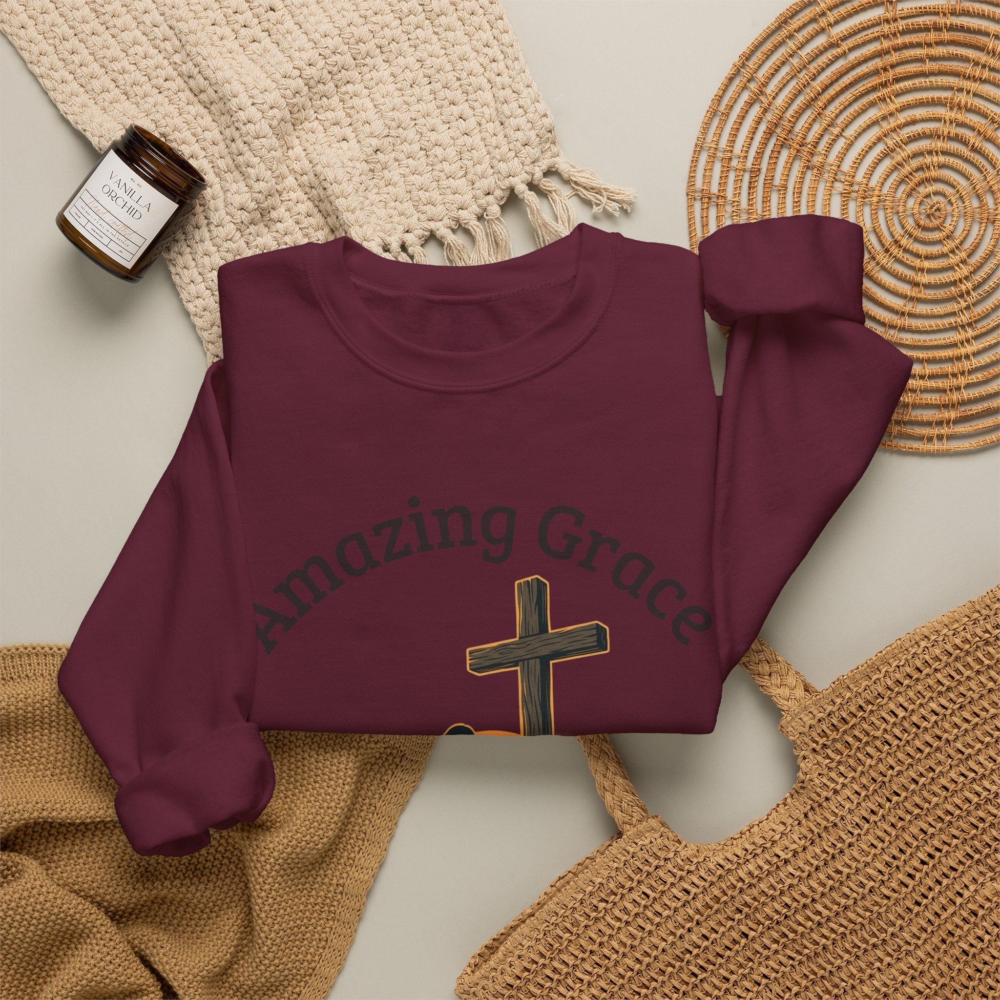 "Amazing Grace" Hallelujah Graphic Crewneck Sweatshirt — Unisex Pullover