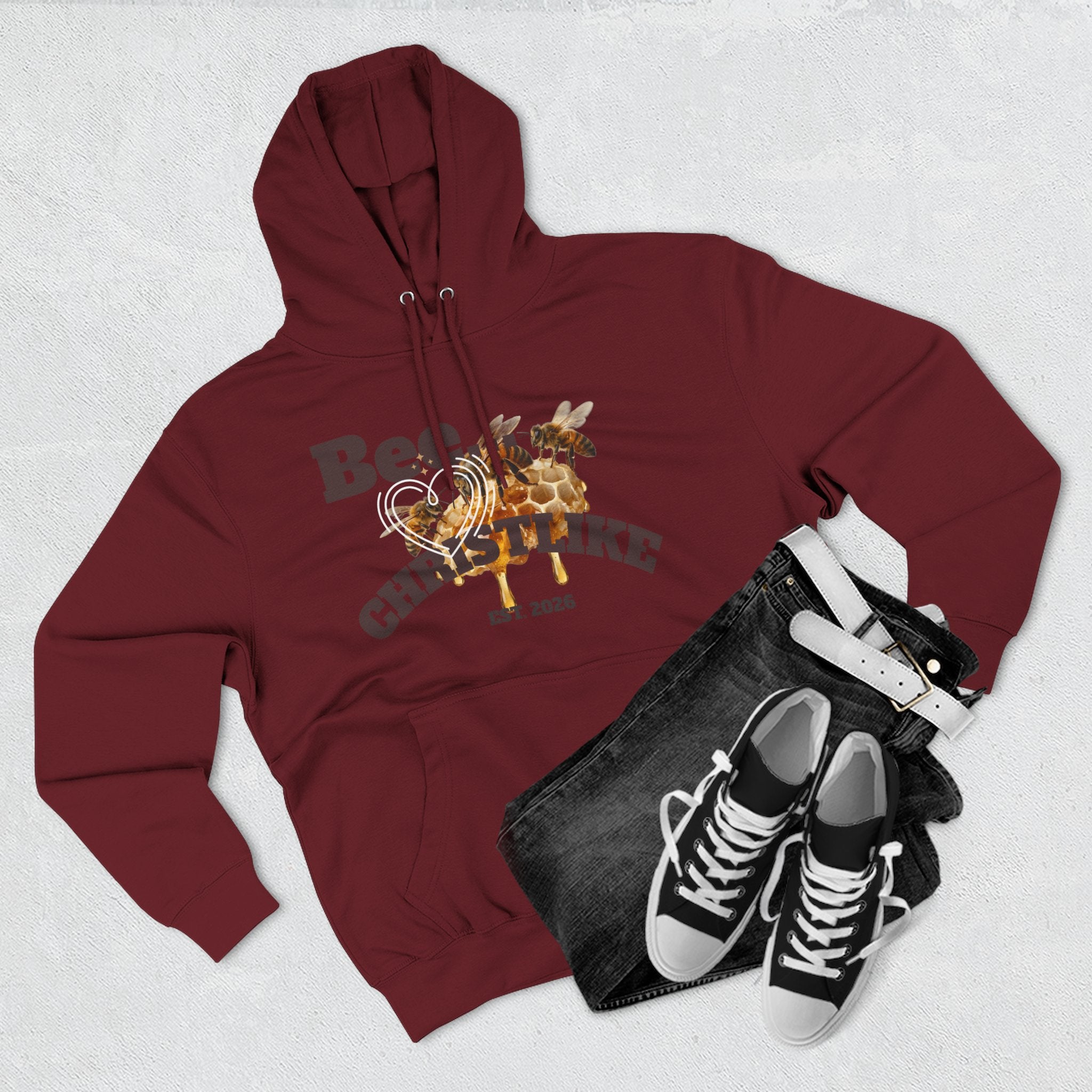 "Be Christlike" Honeybee Graphic Pullover Hoodie — Unisex Fleece Sweatshirt