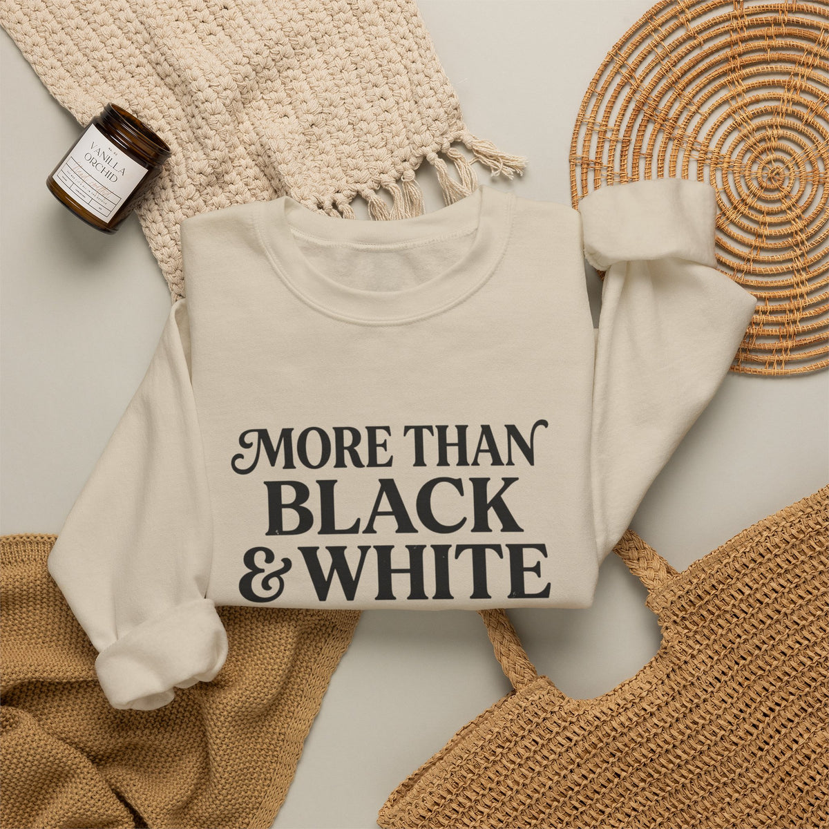 Mercy Manna More Than Black & White Crewneck Sweatshirt
