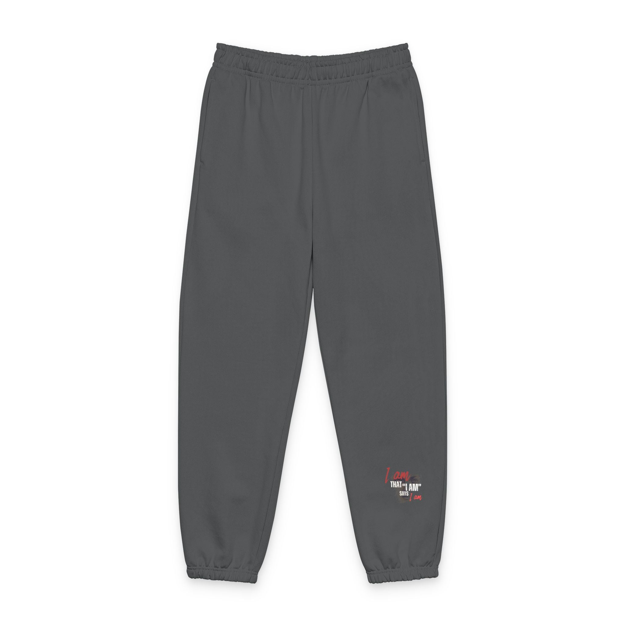 "I Am That I Am" Minimalist Sweatpants — Relaxed Fit Lounge Pants with Side Logo
