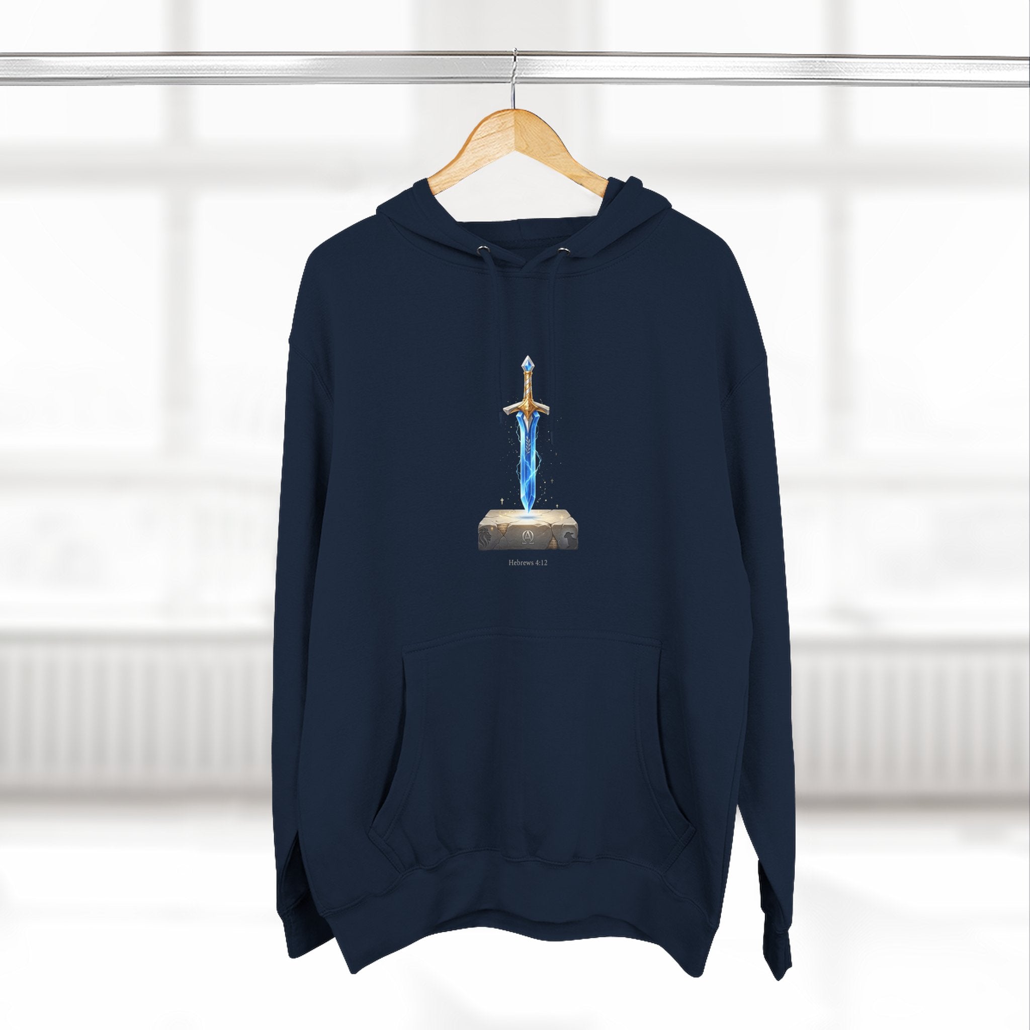 "Hebrews 4:12" Sword Graphic Pullover Hoodie — Unisex Fleece Sweatshirt