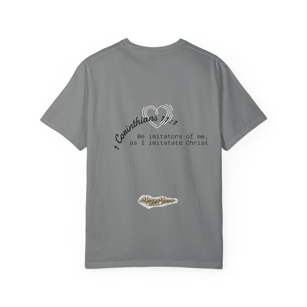 Follower of Christ T-Shirt — Scripture Butterfly Christian Tee (1 Corinthians 11:1) a call to follow.