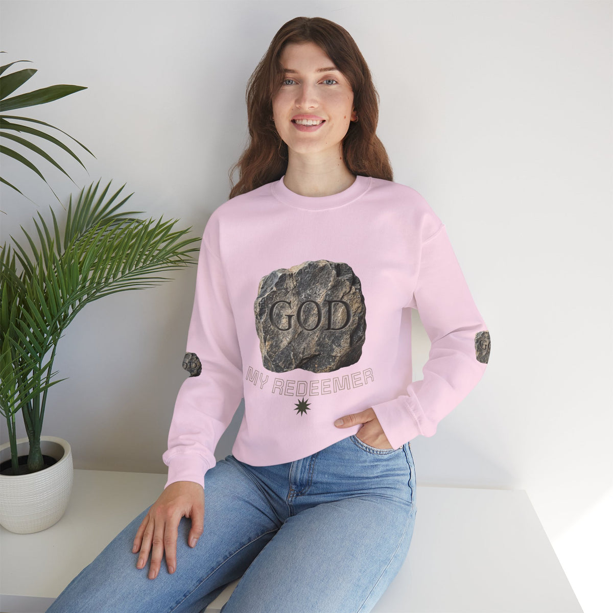 Mercy Manna My Redeemer Crewneck Sweatshirt – Stone Graphic Love Pullover