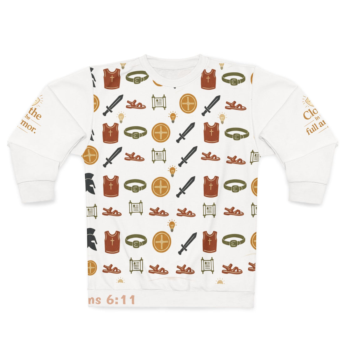 Armor &amp; Shield All-Over Print Crewneck Sweatshirt — Unisex Graphic Pullover