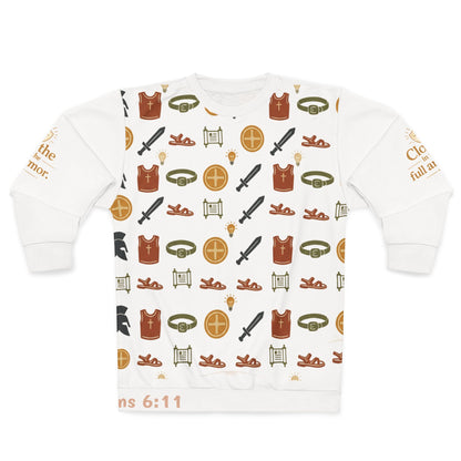 Armor &amp; Shield All-Over Print Crewneck Sweatshirt — Unisex Graphic Pullover