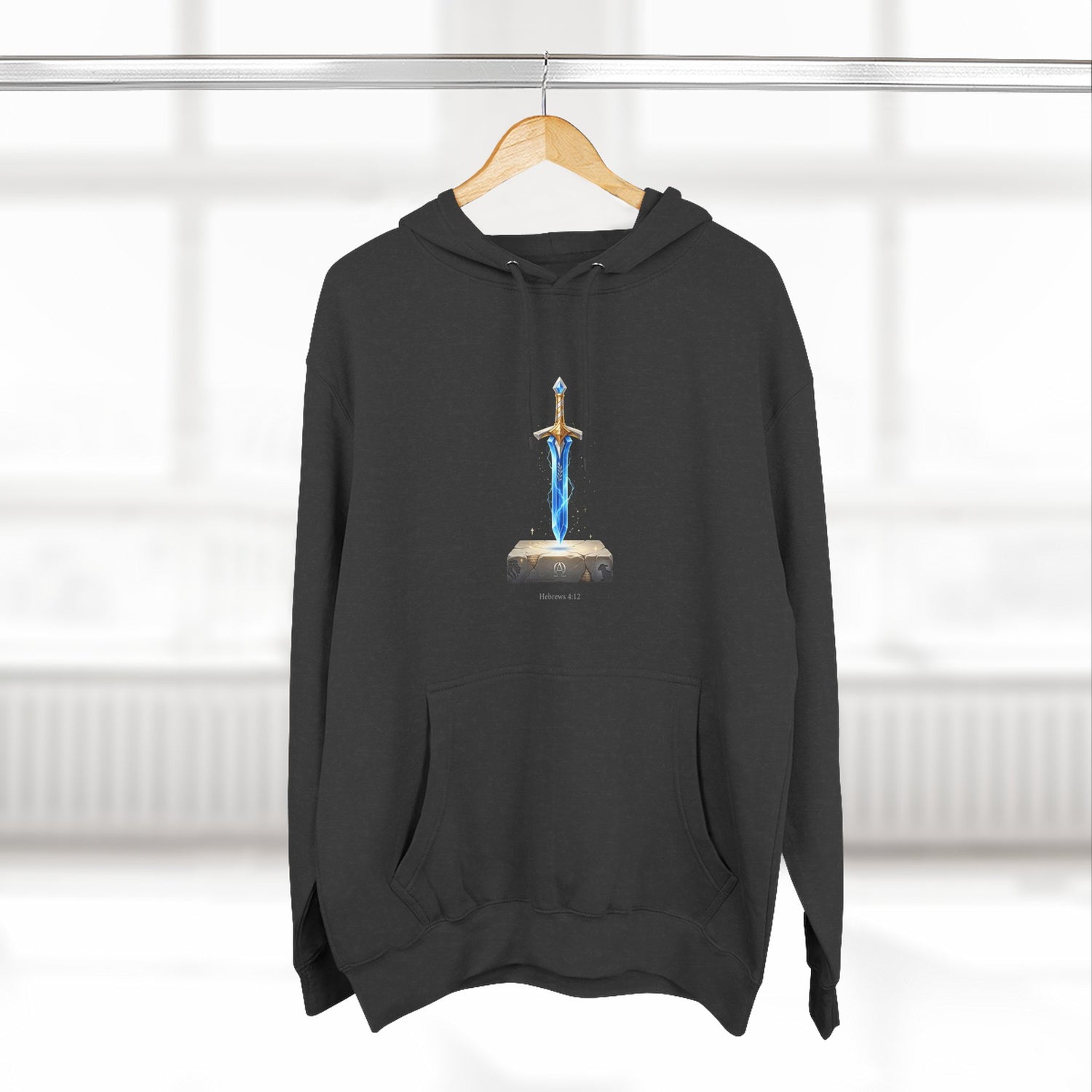 "Hebrews 4:12" Sword Graphic Pullover Hoodie — Unisex Fleece Sweatshirt