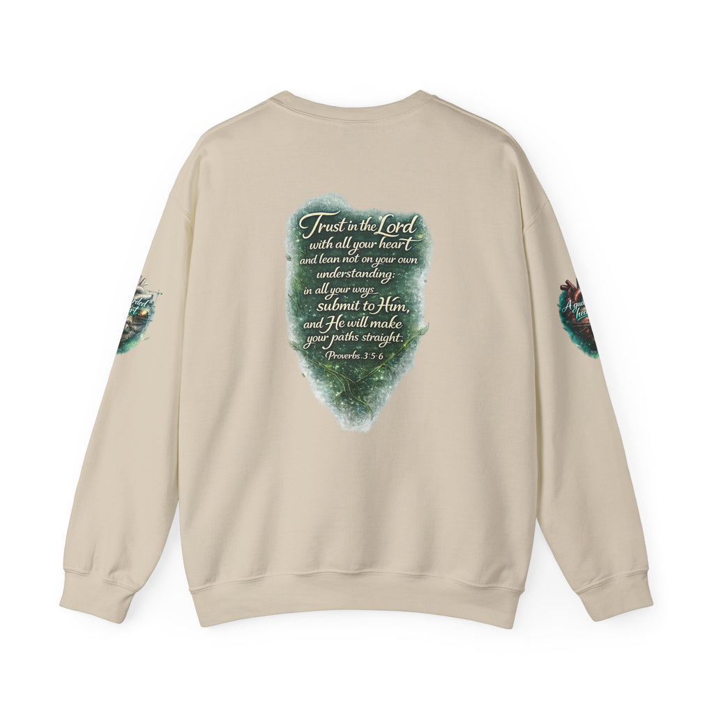 A Guarded Heart Crewneck Sweatshirt — Faith-Inspired Proverbs 3:5-6 Top