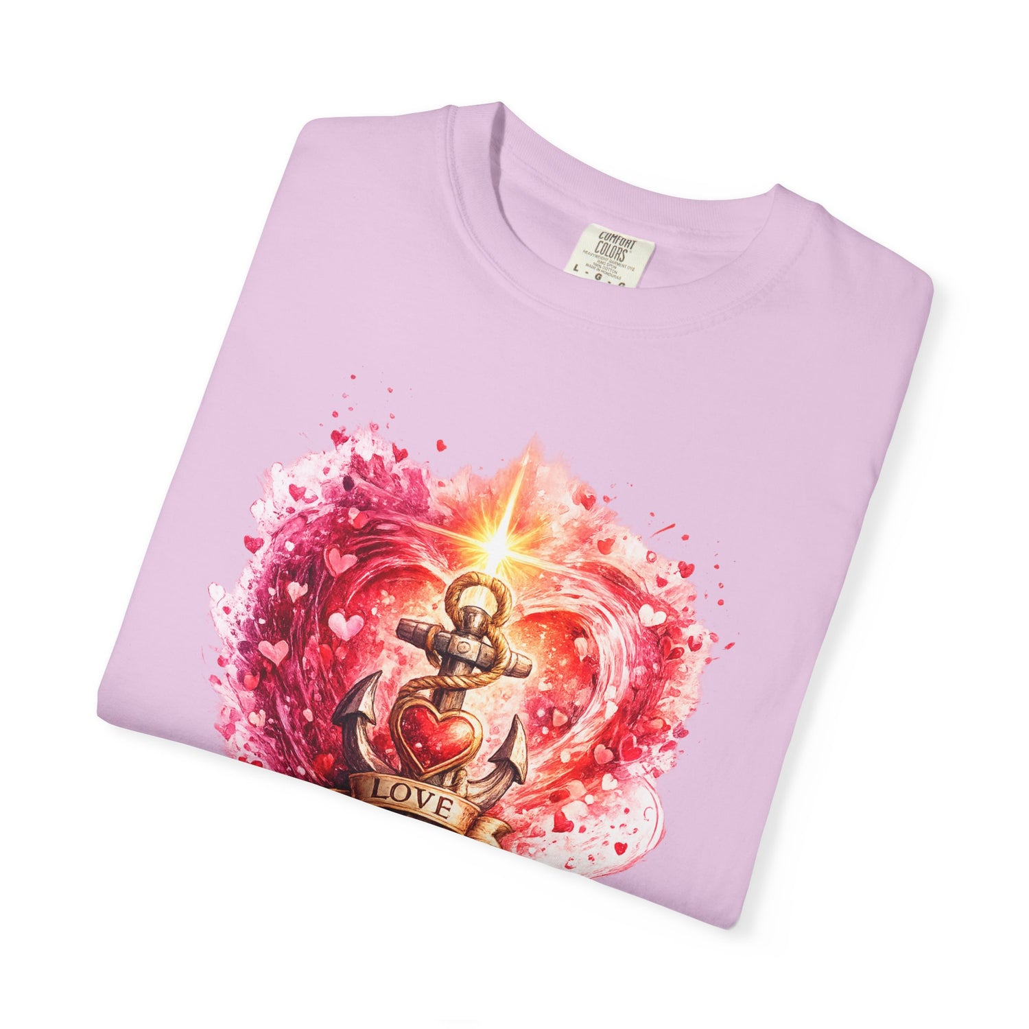 "Love Never Fails" Anchor Heart Graphic Tee — Unisex Cotton T-Shirt