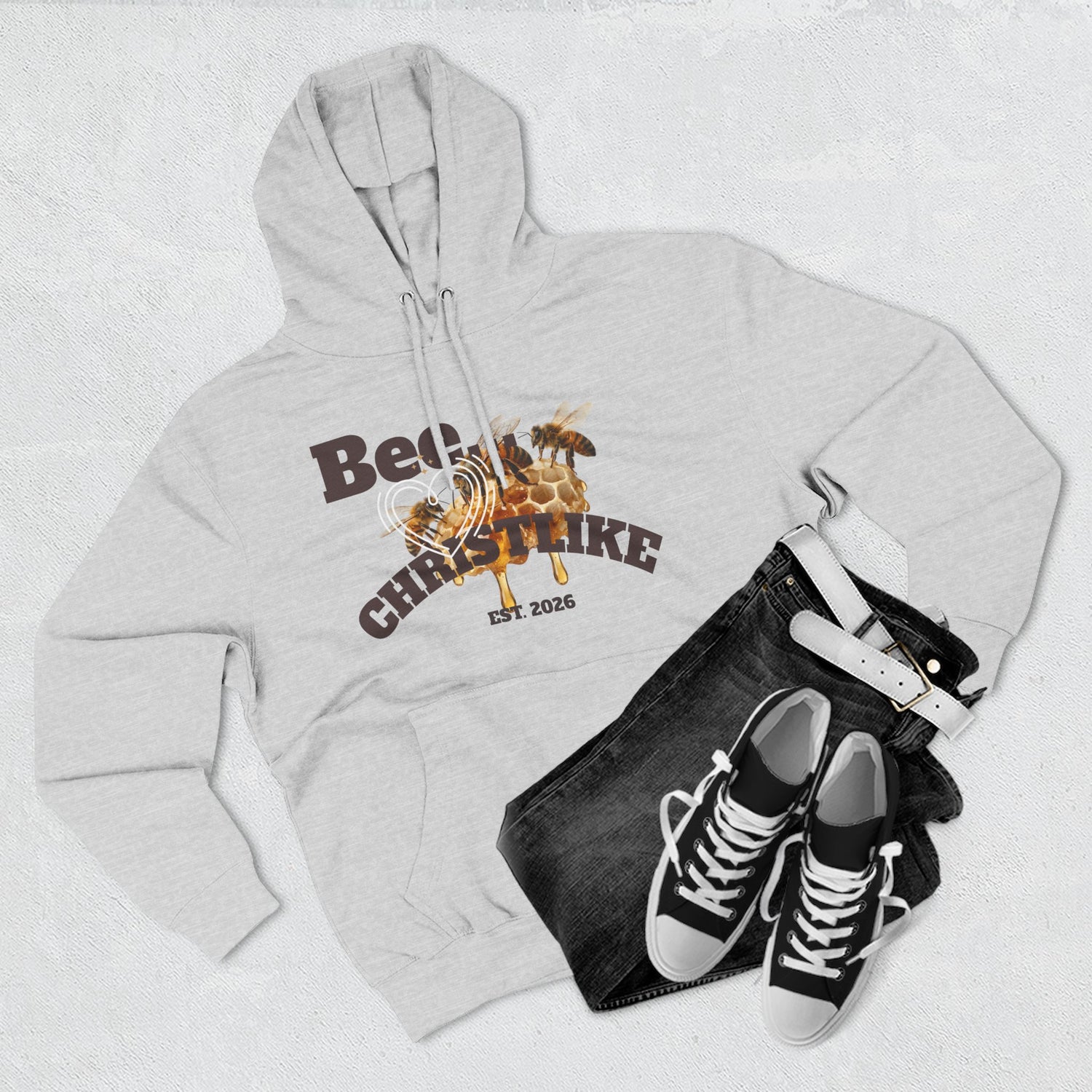"Be Christlike" Honeybee Graphic Pullover Hoodie — Unisex Fleece Sweatshirt