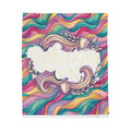 Velveteen Plush Faith Blanket - Colorful Retro Wave Ephesians 6:11 Crest Throw
