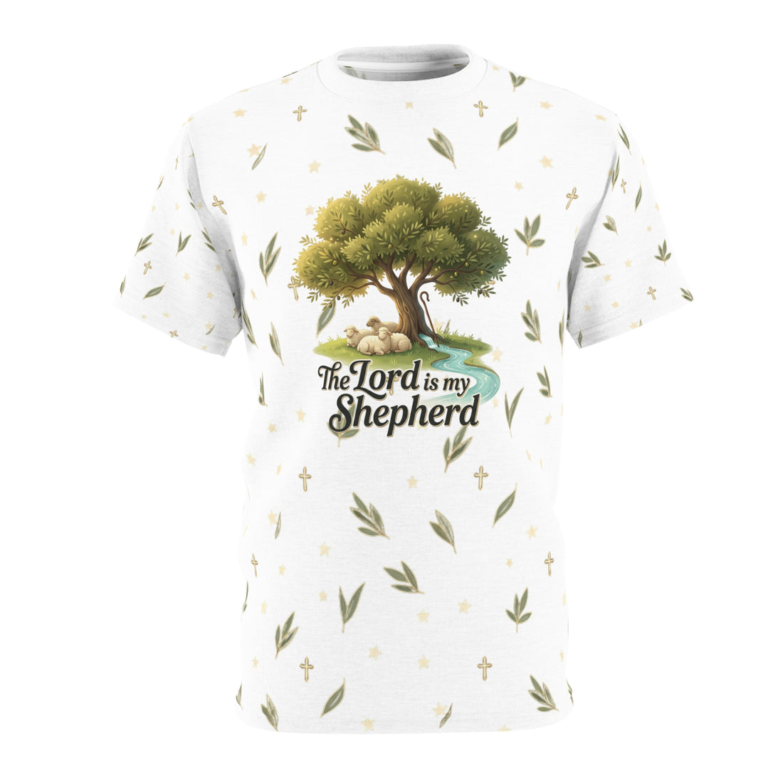 "The Lord Is My Shepherd" Tree All-Over Print Tee — Unisex Graphic T-Shirt