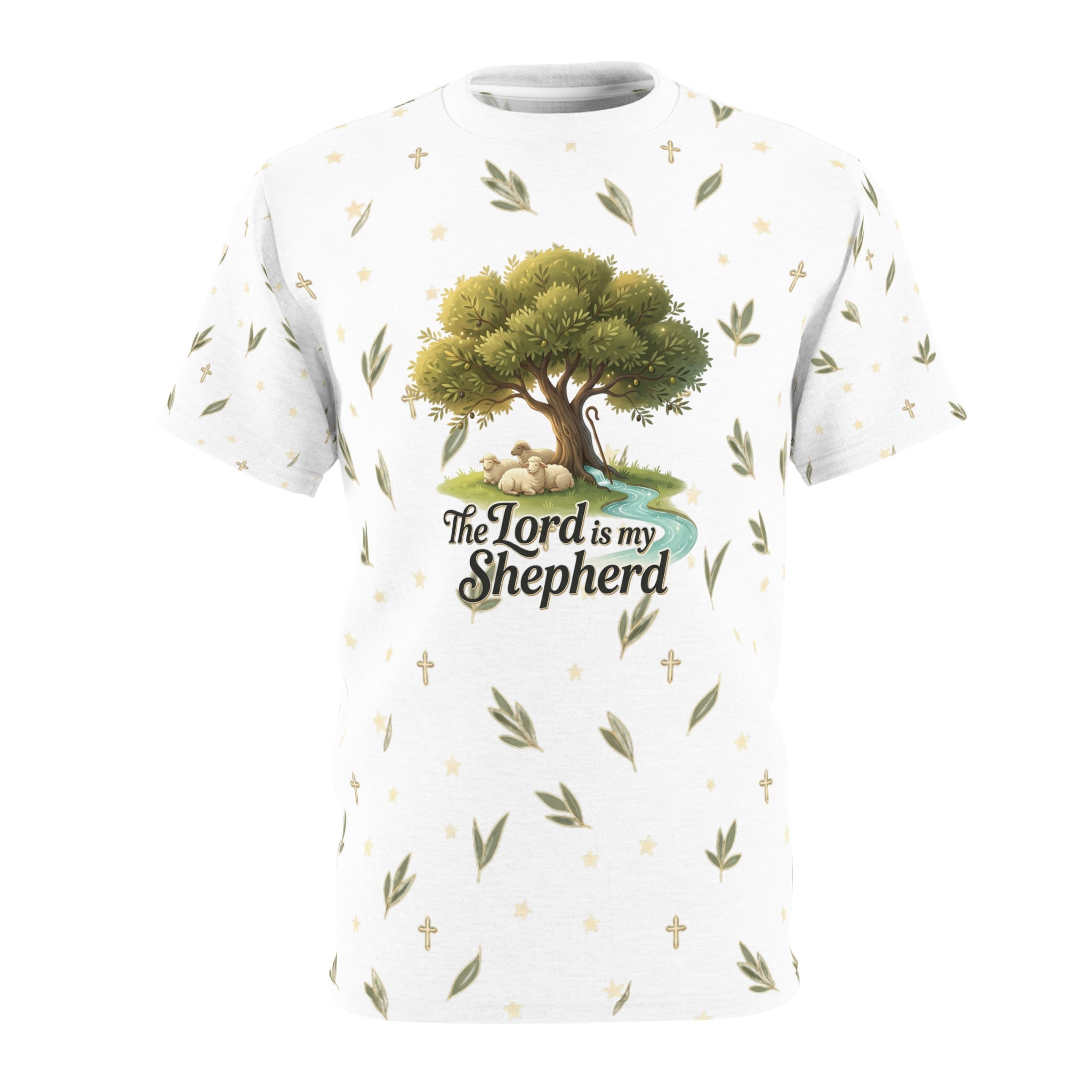 "The Lord Is My Shepherd" Tree All-Over Print Tee — Unisex Graphic T-Shirt