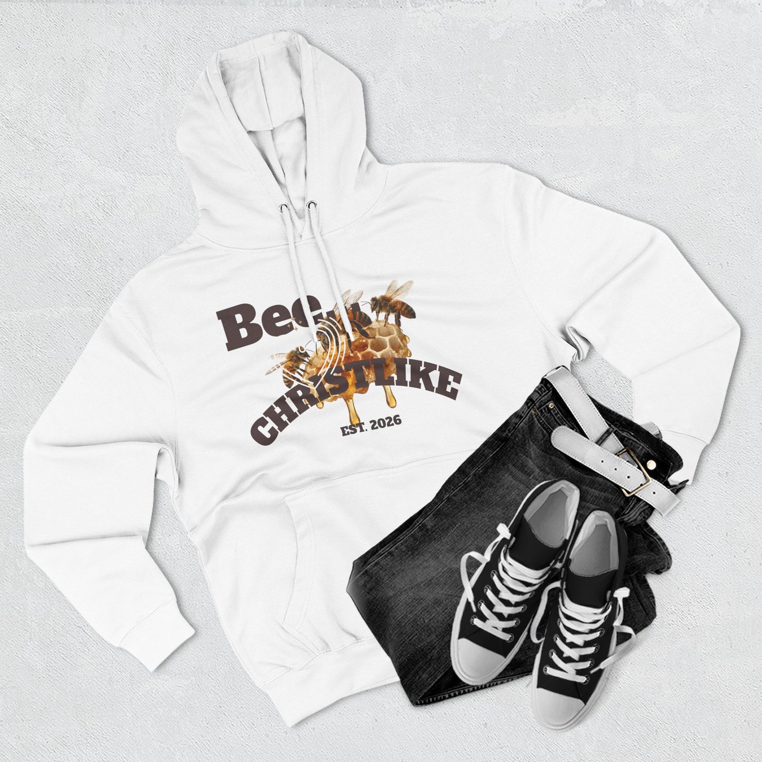 "Be Christlike" Honeybee Graphic Pullover Hoodie — Unisex Fleece Sweatshirt
