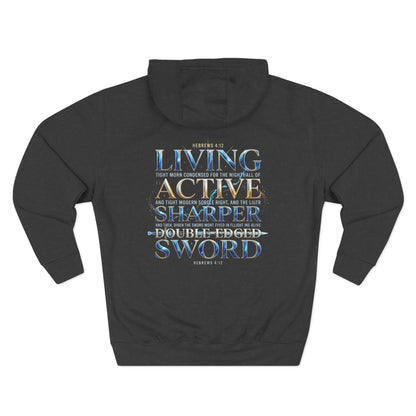 "Hebrews 4:12" Sword Graphic Pullover Hoodie — Unisex Fleece Sweatshirt