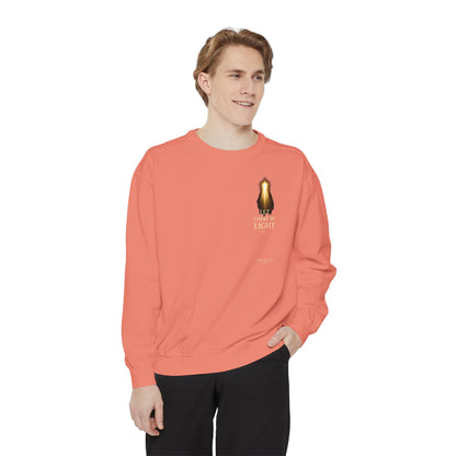 "Let There Be Light" Genesis 1:3 Graphic Crewneck Sweatshirt — Unisex Cozy Fleece Pullover