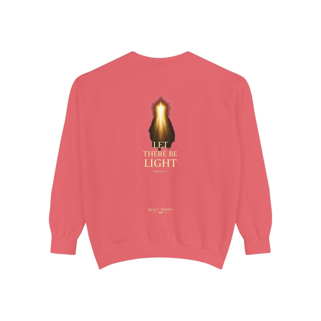 Christian Crewneck Sweatshirt — "Let There Be Light" Cozy Religious Light Figurine Sweatshirt