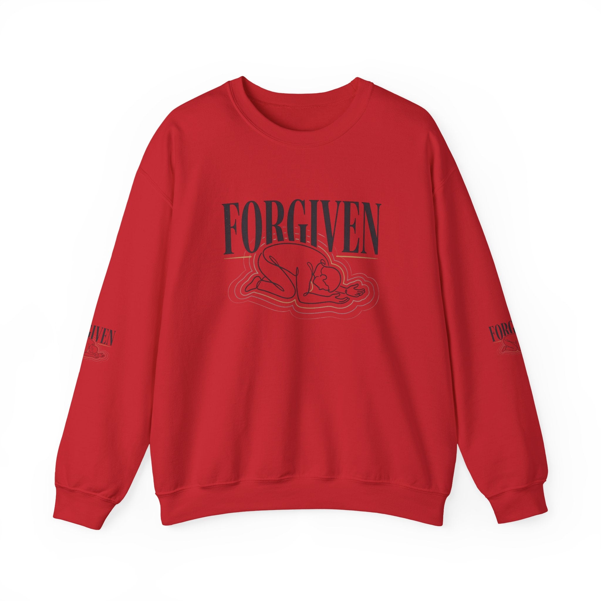 "Forgiven" Heavy Blend Crewneck Sweatshirt — Unisex Graphic Pullover