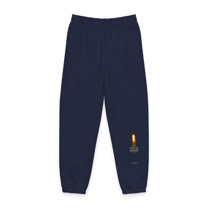 "Let There Be Light" Minimal Gold Flame Graphic Joggers — Unisex Cozy Lounge Pants