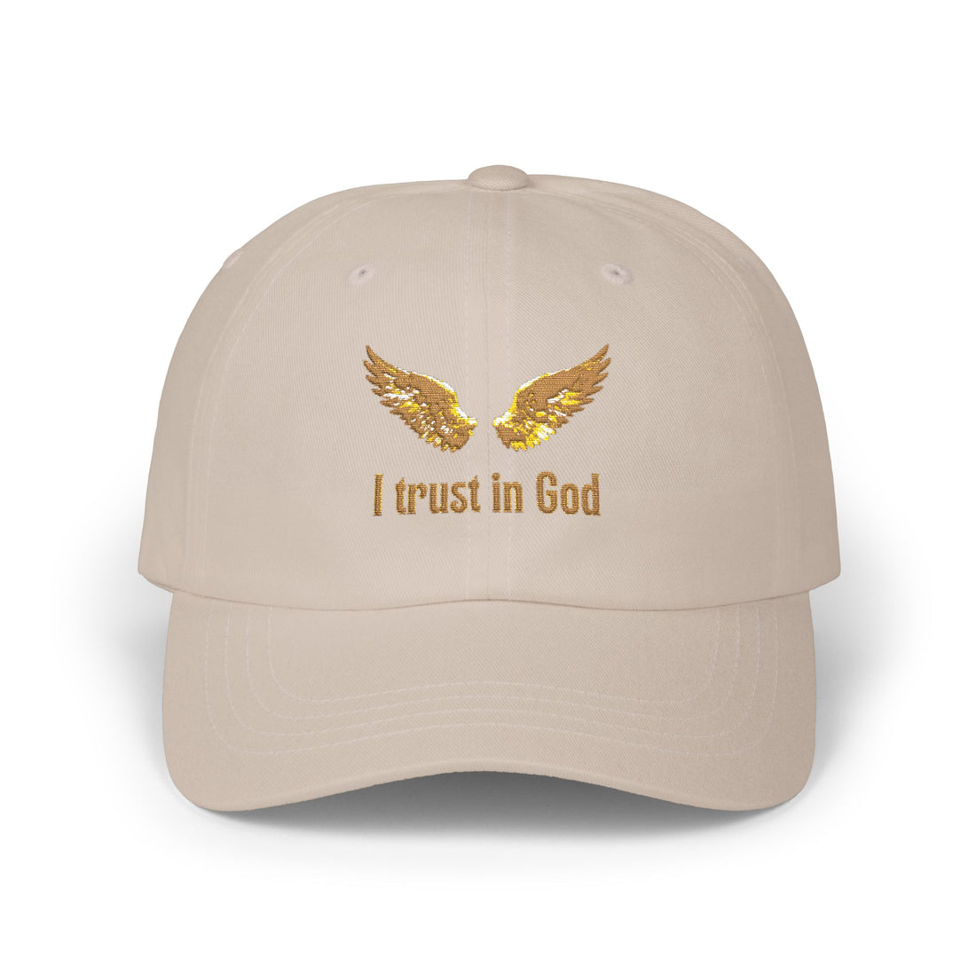 "I Trust in God" Gold Wing Embroidered Dad Cap — Adjustable Hat