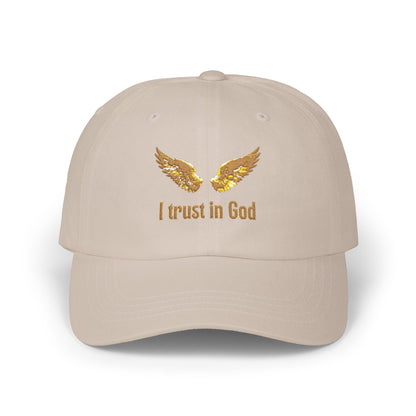 "I Trust in God" Gold Wing Embroidered Dad Cap — Adjustable Hat