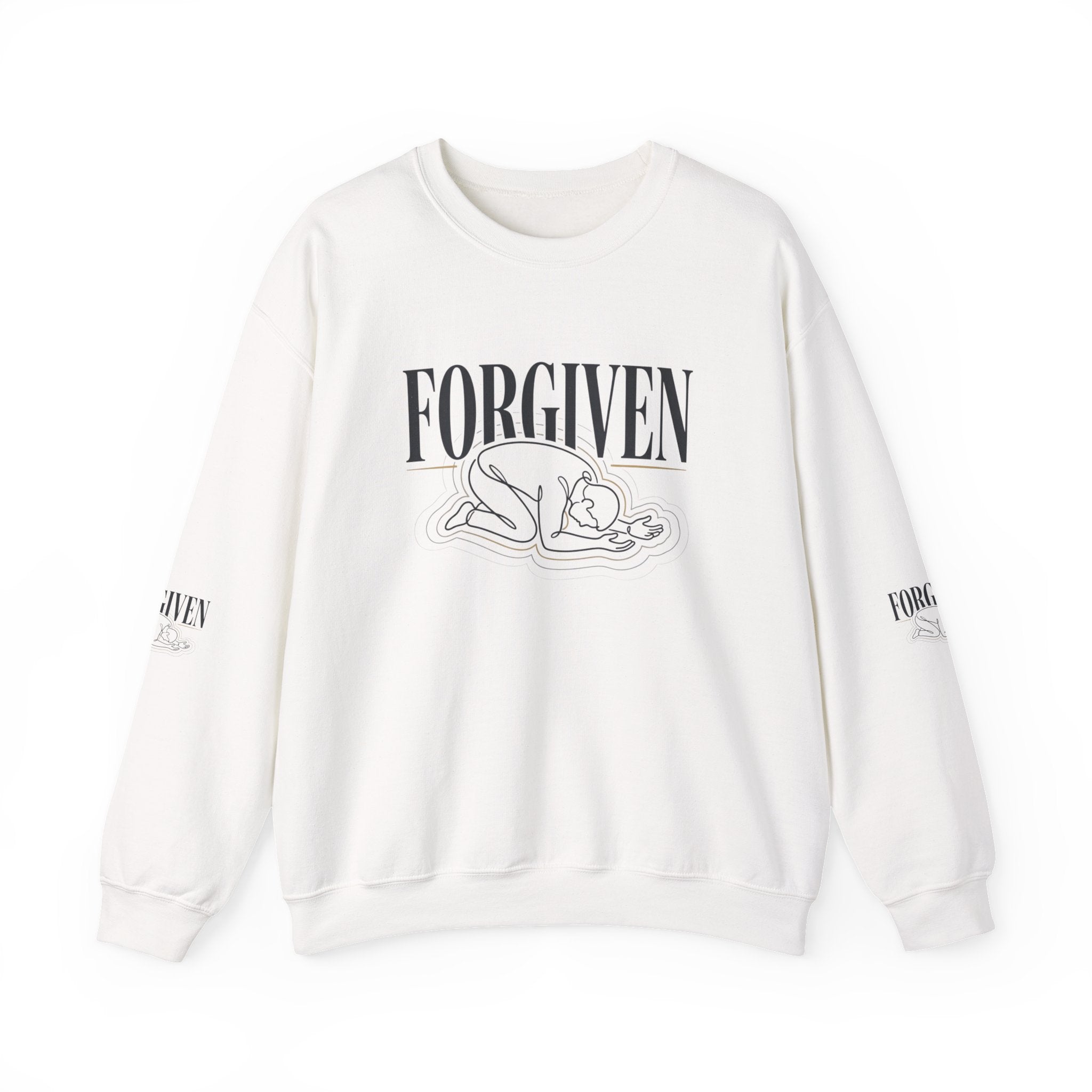 "Forgiven" Heavy Blend Crewneck Sweatshirt — Unisex Graphic Pullover
