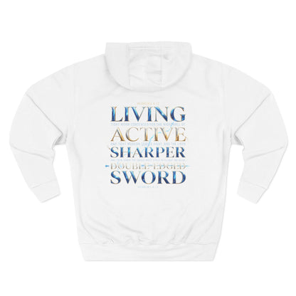 "Hebrews 4:12" Sword Graphic Pullover Hoodie — Unisex Fleece Sweatshirt