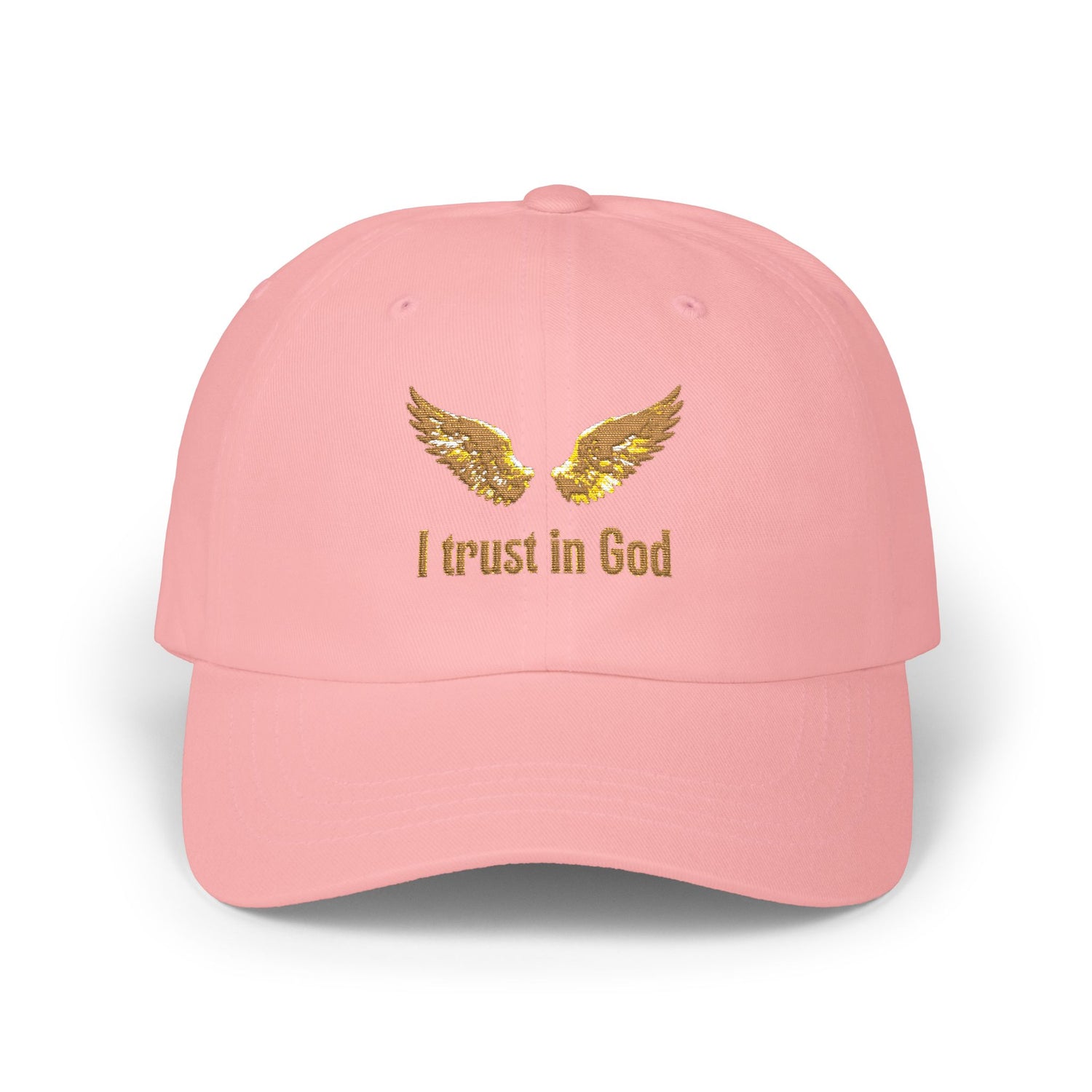 "I Trust in God" Gold Wing Embroidered Dad Cap — Adjustable Hat