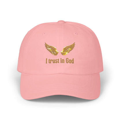"I Trust in God" Gold Wing Embroidered Dad Cap — Adjustable Hat
