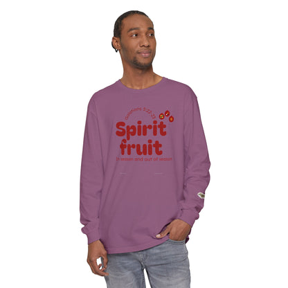 "Spirit Fruit" Galatians 5 Garment-Dyed Long Sleeve Tee — Unisex Graphic Shirt