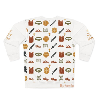 Armor &amp; Shield All-Over Print Crewneck Sweatshirt — Unisex Graphic Pullover