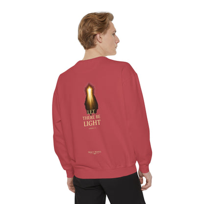 "Let There Be Light" Genesis 1:3 Graphic Crewneck Sweatshirt — Unisex Cozy Fleece Pullover