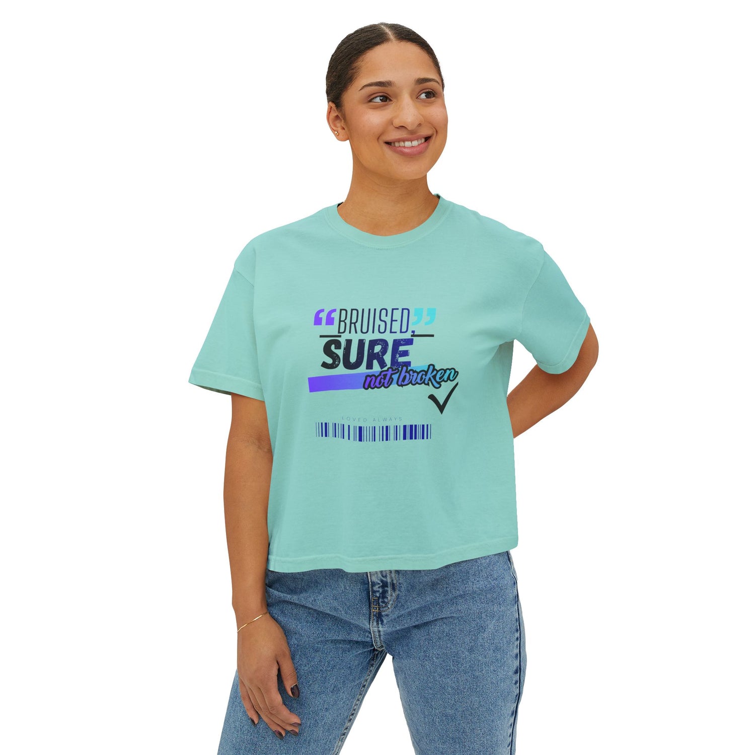 "Bruised But Not Broken" Retro Surf Boxy Graphic Tee — Women&